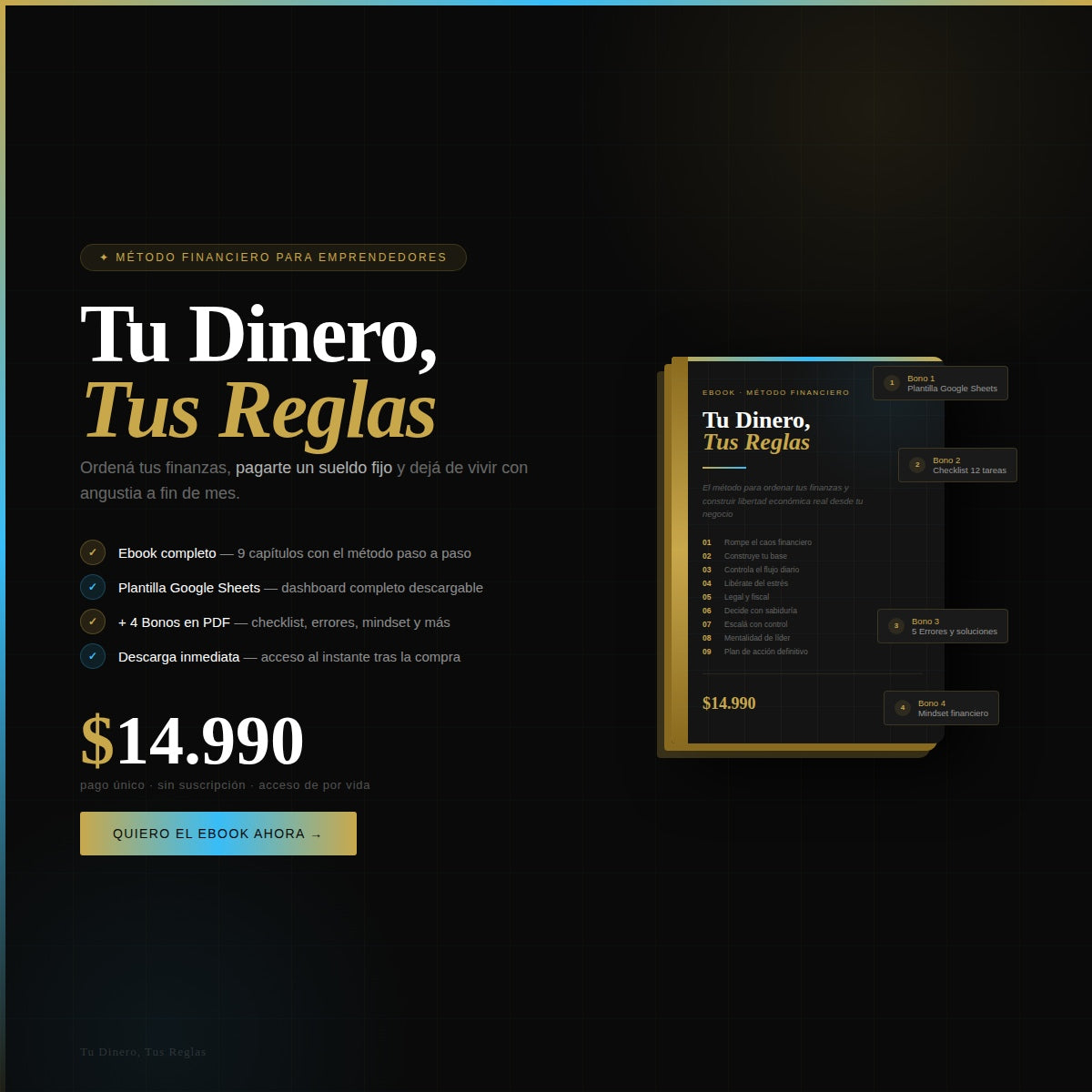 Tu dinero, tus reglas. Metodo financiero para emprendedores + 4 bonos